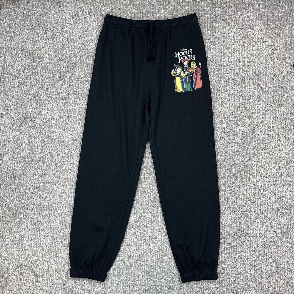Disney Hocus Pocus Sweatpants Womens Medium Black Fleece Joggers Halloween Witch